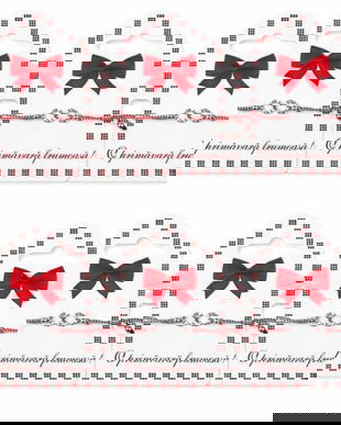 Set 6 Mărțișoare Brățară &ndash; Simbol Infinit cu Cristale, Șnur Roșu-Alb Reglabil, Cartonaș &bdquo;O primăvară frumoasă!&rdquo;