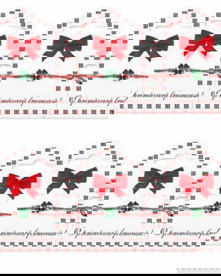 Set 6 Mărțișoare Brățară &ndash; Trifoi Norocos Verde, Șnur Roșu-Alb Reglabil, Cartonaș &bdquo;O primăvară frumoasă!&rdquo;