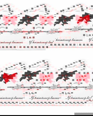 Set 6 Brățări Mărțișor cu Fluture Argintiu &ndash; Șnur Roșu-Alb Reglabil, Cartonaș Tradițional