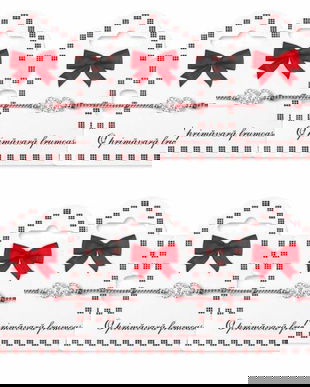 Set 6 Brățări Mărțișor cu Fluturi Argintii &ndash; Șnur Roșu-Alb Reglabil, Cartonaș Tradițional