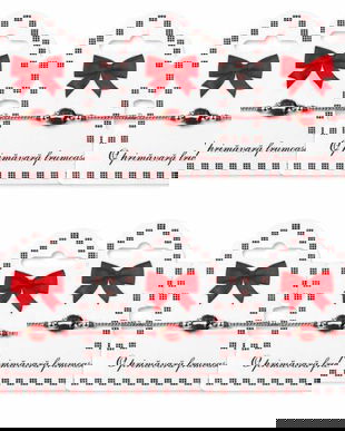 Set 6 Brățări Mărțișor cu Buburuza &ndash; Șnur Roșu-Alb Reglabil, Cartonaș Tradițional