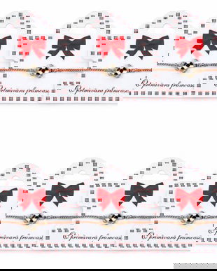 Set 6 Mărțișoare Brățară Reglabilă cu Pandantiv Țestoasă, Șnur Alb-Roșu, Card &bdquo;O primăvară frumoasă&rdquo;
