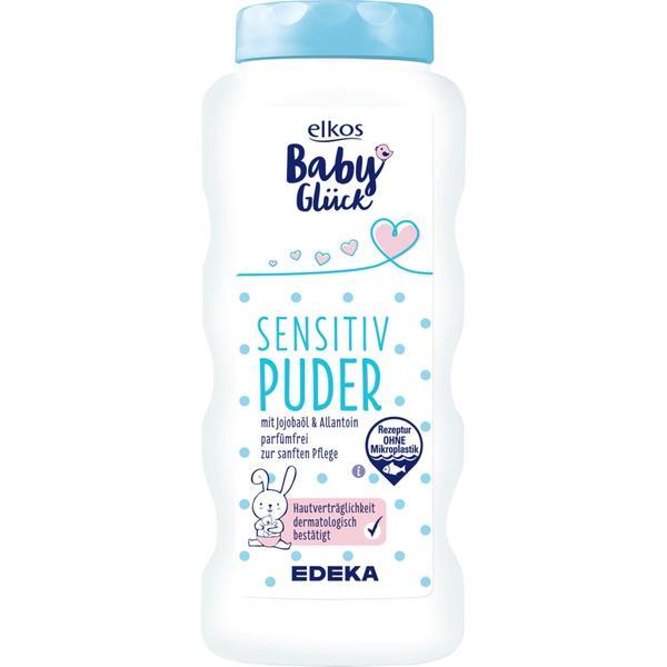 Pudra pentru copii cu ulei de jojoba si alantoina,  fara parfum, pentru &icirc;ngrijire blanda,  elkos babygl&uuml;ck sensitive, 100g