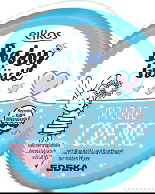 Cremă de &icirc;ngrijire pentru bebeluși, cu ulei de migdale si pantenol, fără microplastice, elkos BabyGl&uuml;ck, 150 ml