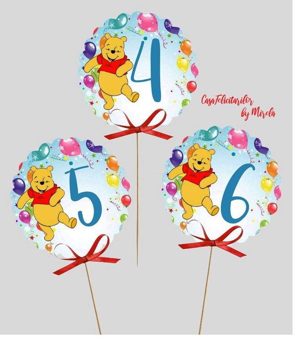 Numere de masă Winnie the Pooh- pe bețe