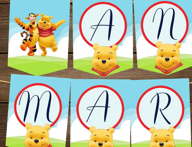 Ghirlandă Winnie the pooh- botez, petreceri aniversare