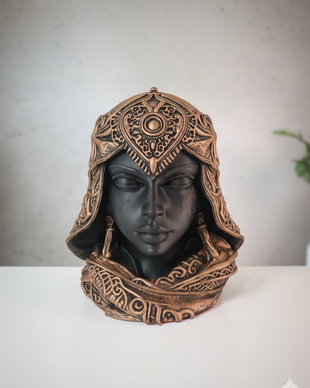Bust Războinică 3D Printat Pictat Manual - Decor Arta Cadou 18cm