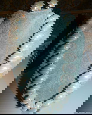 Colier  nou masiv, perle  mari  acoperite cu sidef, cadou cercei  noi asortati,