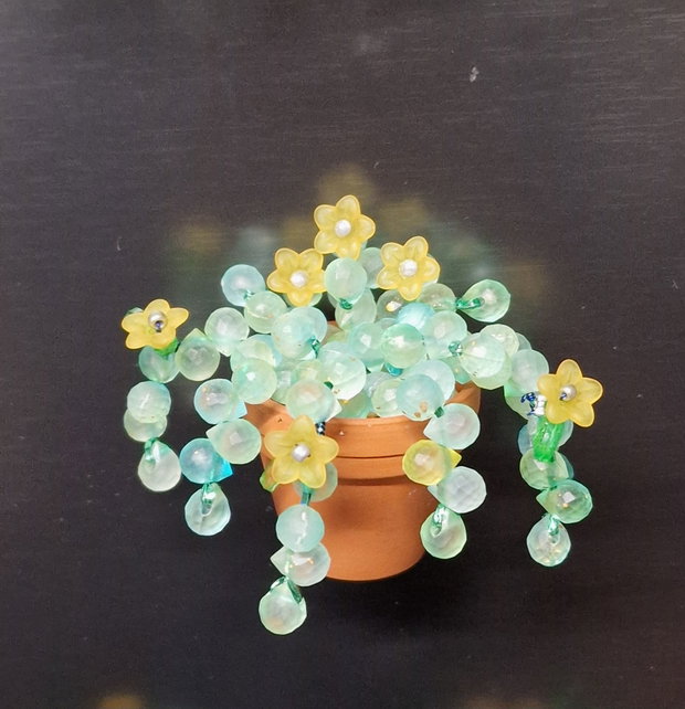 Beaded plant mini flori portocaliu