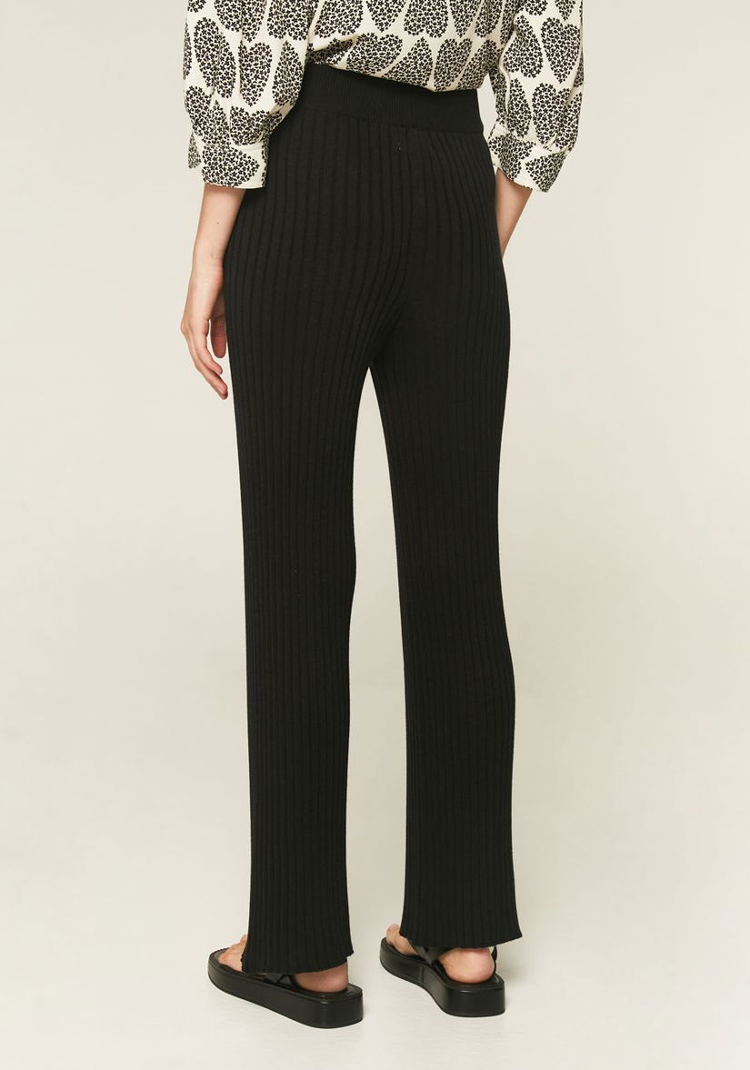 Colanti negri din tricot cu nervuri