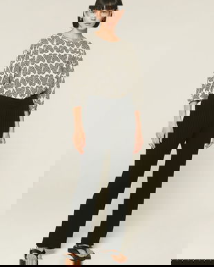 Colanti negri din tricot cu nervuri