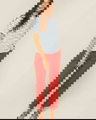 Tricou cu dungi albe și albastre