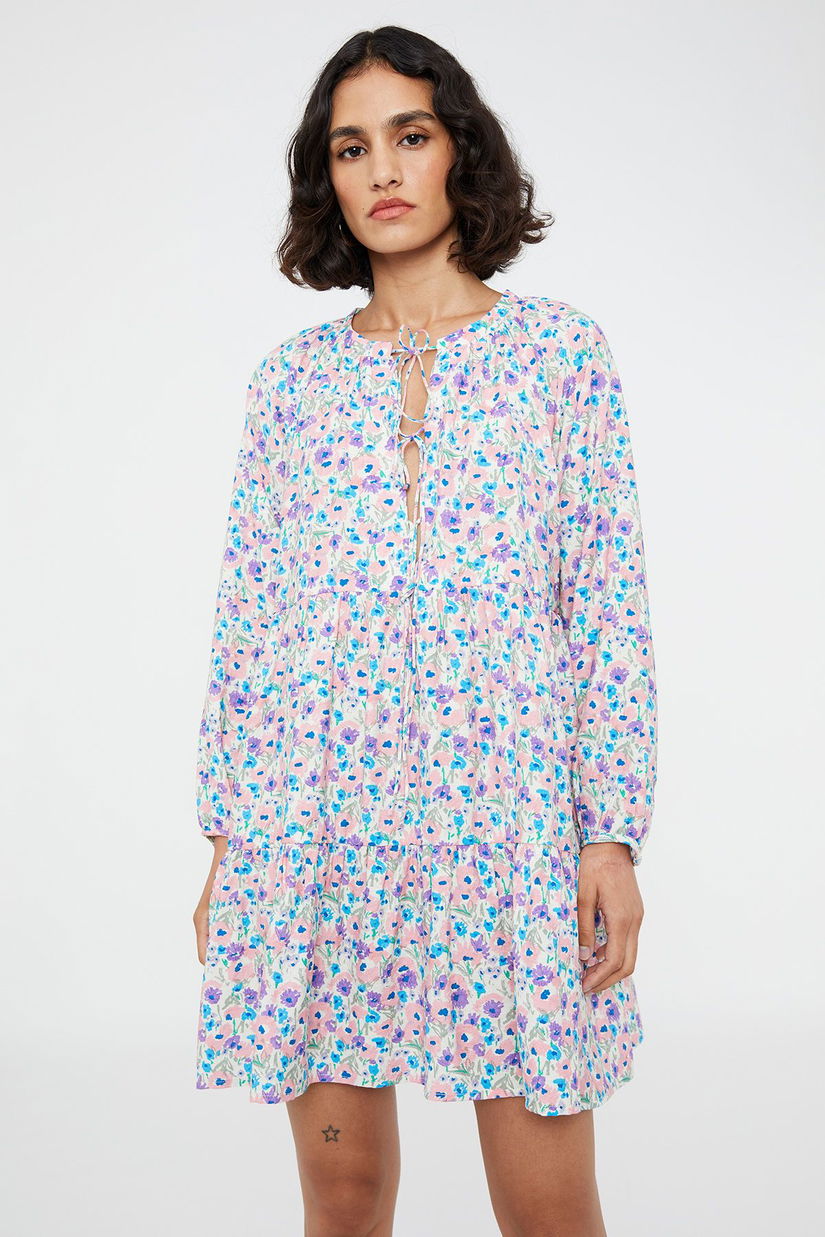 Rochie scurtă evazată cu imprimeu floral