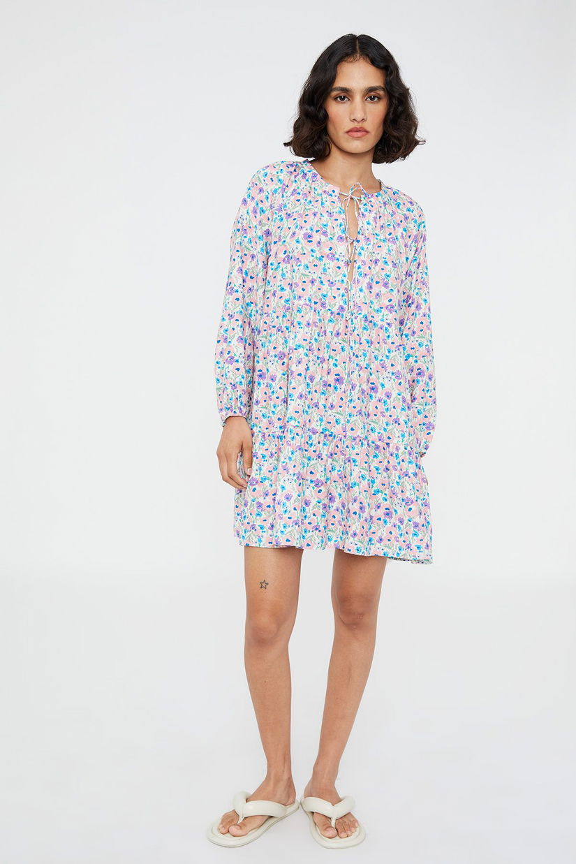 Rochie scurtă evazată cu imprimeu floral