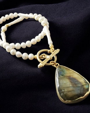 Colier perle de cultura si labradorite CP17