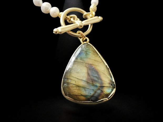 Colier perle de cultura si labradorite CP17