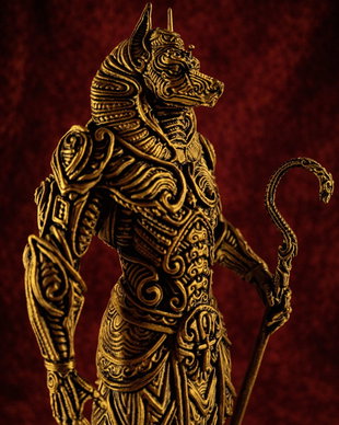 Statuetă Anubis Auriu Patinat 25cm -  Pictată Manual