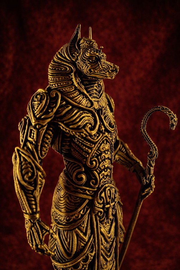 Statuetă Anubis Auriu Patinat 25cm - Pictată Manual