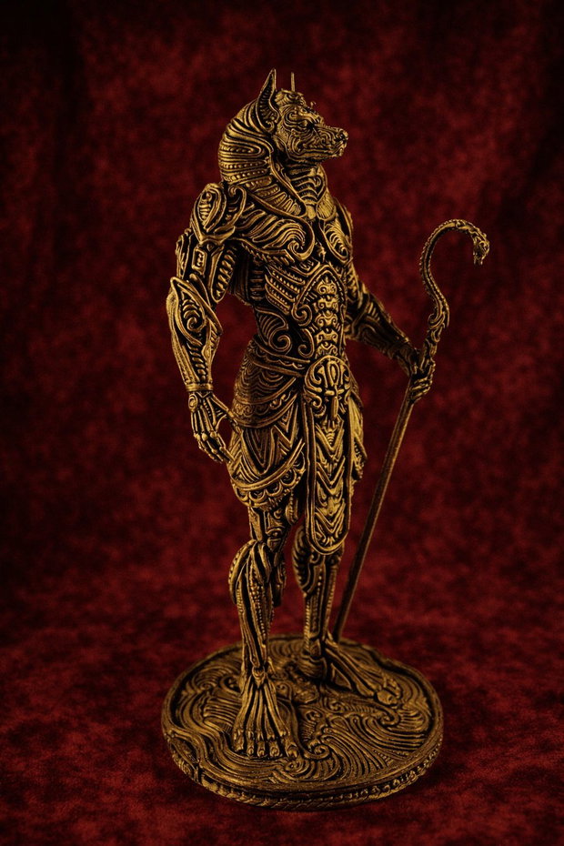 Statuetă Anubis Auriu Patinat 25cm - Pictată Manual