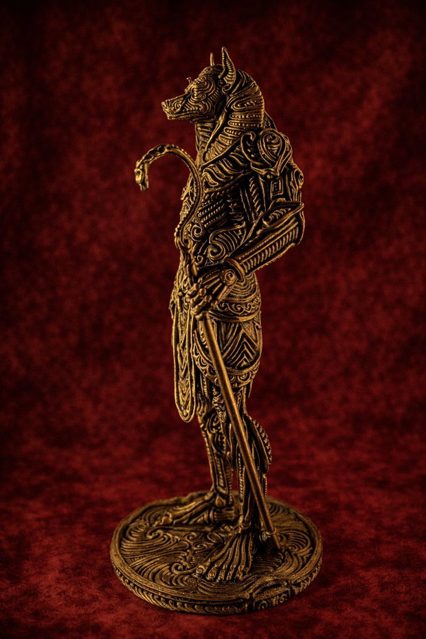 Statuetă Anubis Auriu Patinat 25cm - Pictată Manual