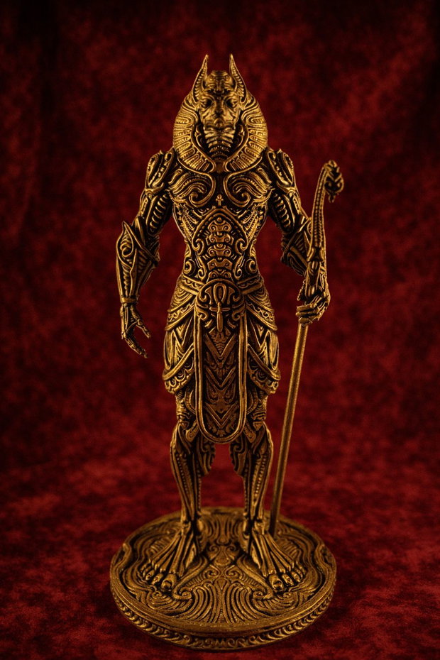 Statuetă Anubis Auriu Patinat 25cm - Pictată Manual