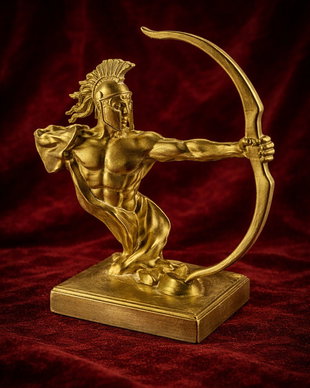 Statuetă Arcaș Spartan Auriu 16cm - Decor Birou Unicat