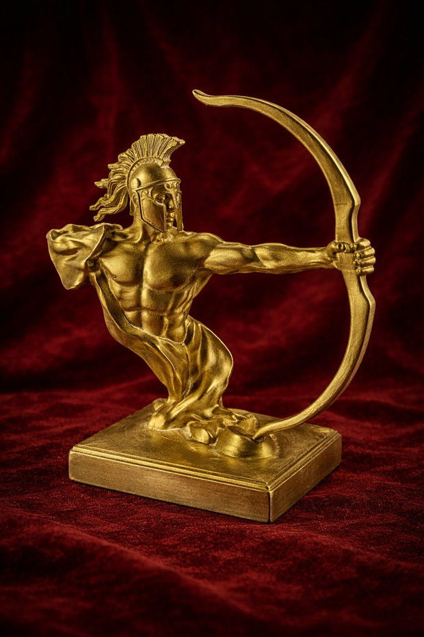 Statuetă Arcaș Spartan Auriu 16cm - Decor Birou Unicat