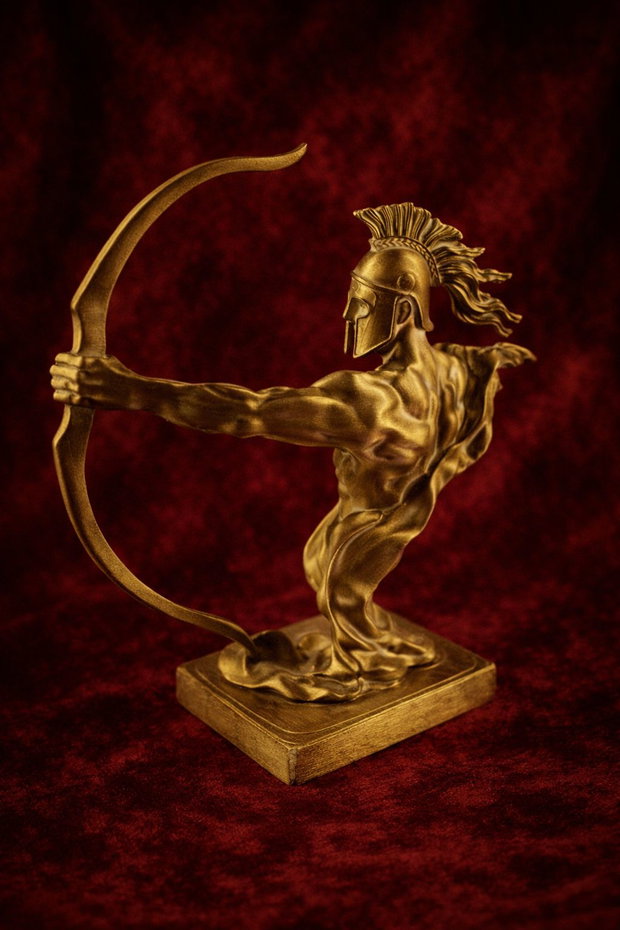Statuetă Arcaș Spartan Auriu 16cm - Decor Birou Unicat