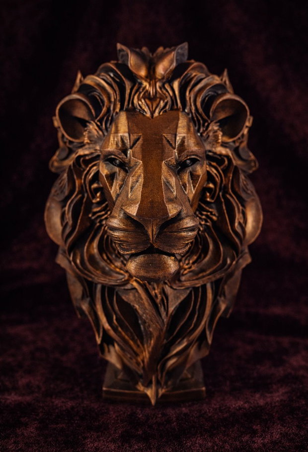 Statuetă Cap de Leu - Decor Birou / Living- Sculptură Bronz