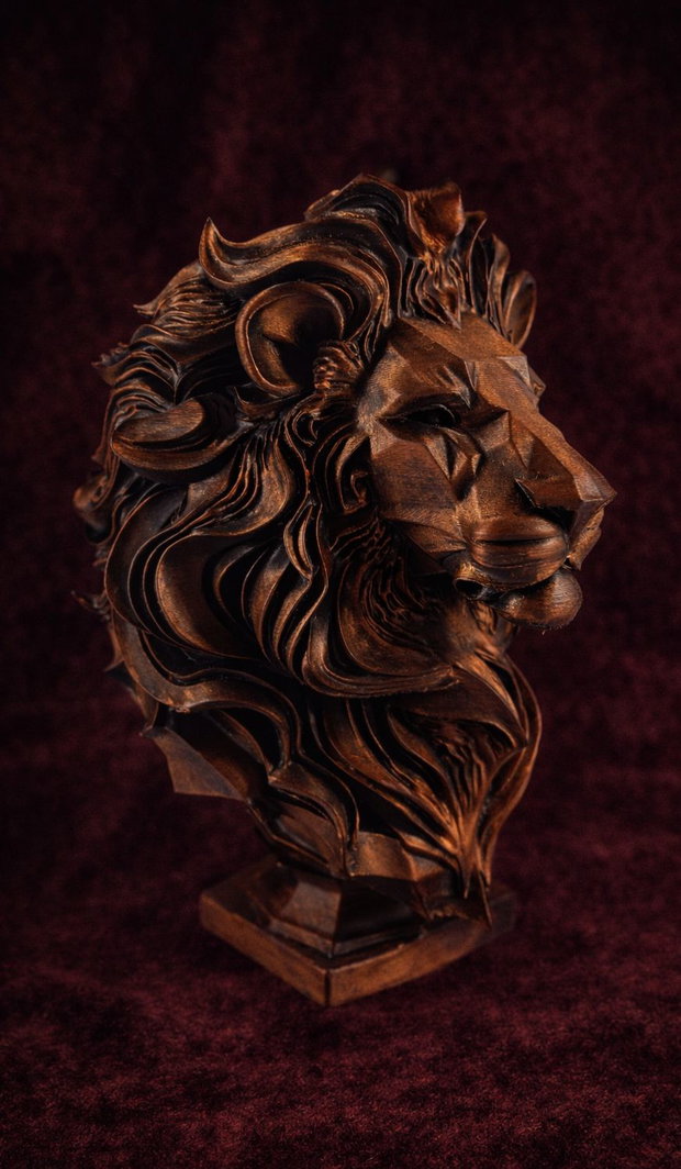 Statuetă Cap de Leu - Decor Birou / Living- Sculptură Bronz