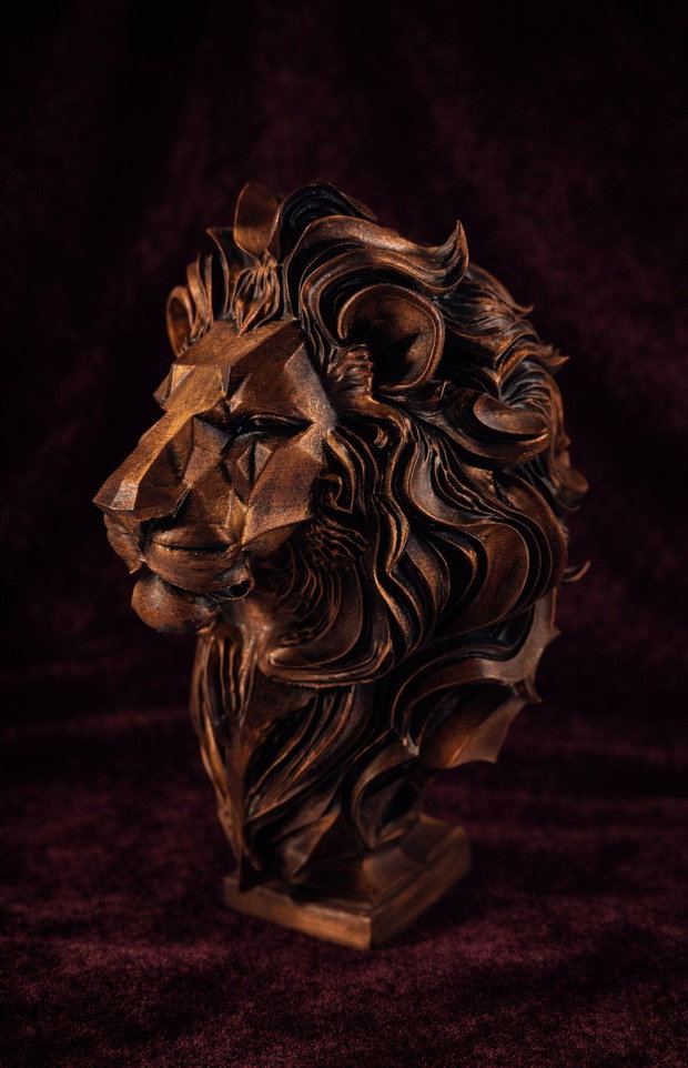 Statuetă Cap de Leu - Decor Birou / Living- Sculptură Bronz