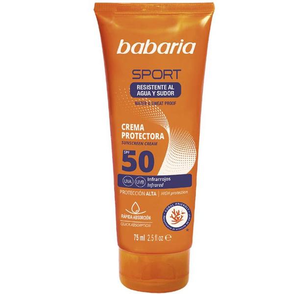 Crema Protectie Solara SPF50 pentru Fata si Corp, Rezistenta la Apa - Babaria Sunscreen Cream Sport SPF 50, 75 ml