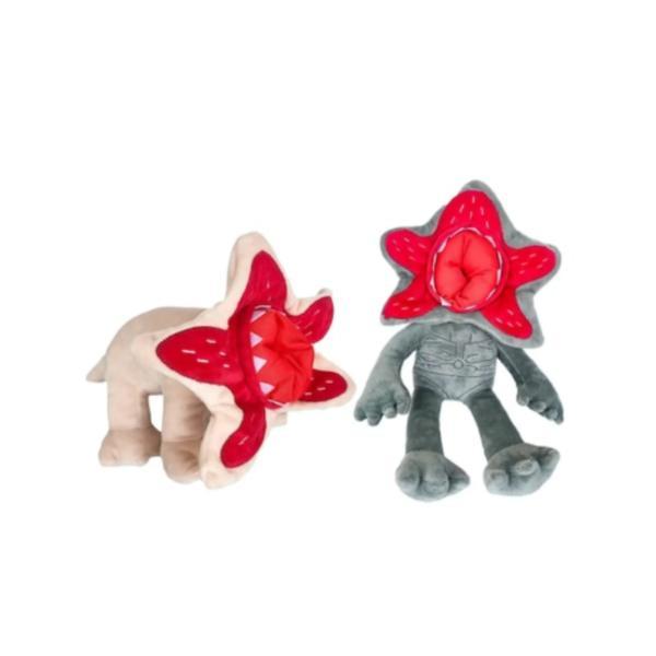 Set 2 Jucării de Pluș Demodog Monstru Fantastic, 25 cm, Bej și Gri cu Detalii Roșii