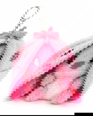 Breloc din pluș tip Angel, cu husă cu fermoar, 10 cm, multicolor, pentru chei și ghiozdan