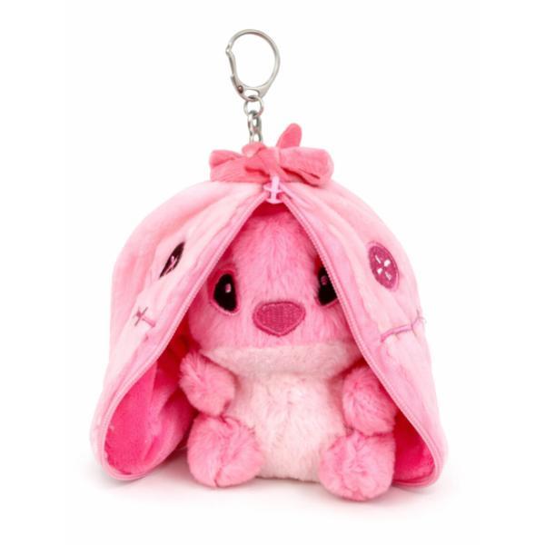 Breloc din pluș tip Angel, cu husă cu fermoar, 10 cm, multicolor, pentru chei și ghiozdan