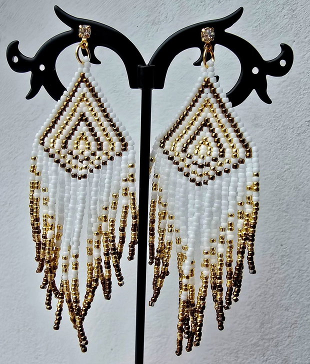 Cercei franjuri eleganți White Gold Bronze