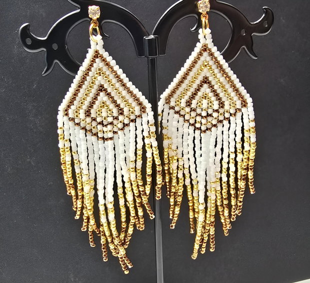 Cercei franjuri eleganți White Gold Bronze