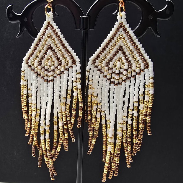 Cercei franjuri eleganți White Gold Bronze