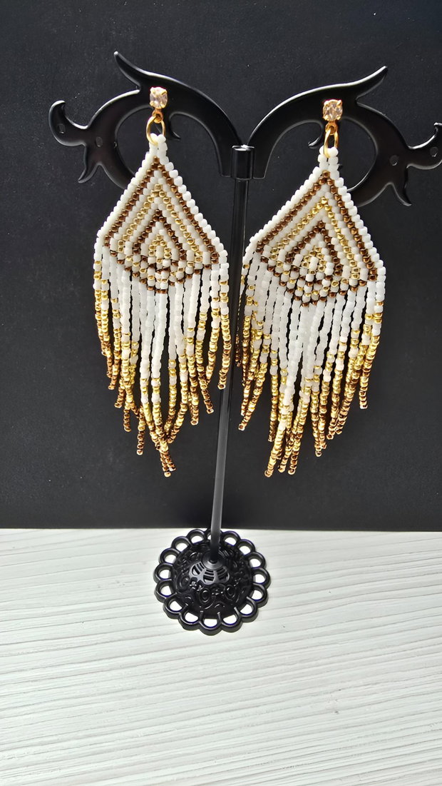 Cercei franjuri eleganți White Gold Bronze