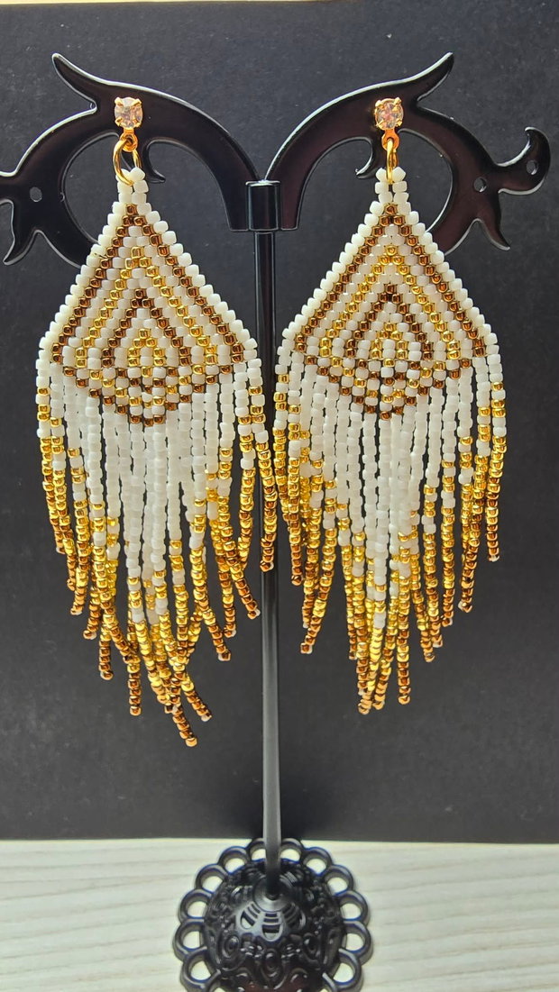 Cercei franjuri eleganți White Gold Bronze