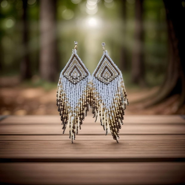 Cercei franjuri eleganți White Gold Bronze