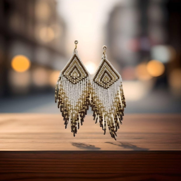 Cercei franjuri eleganți White Gold Bronze