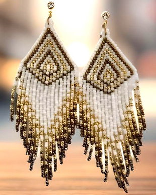 Cercei franjuri eleganți White Gold Bronze