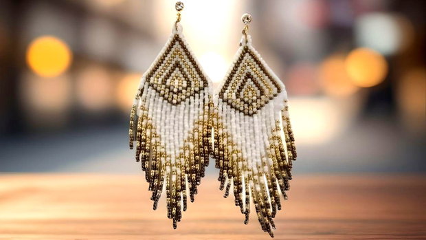 Cercei franjuri eleganți White Gold Bronze