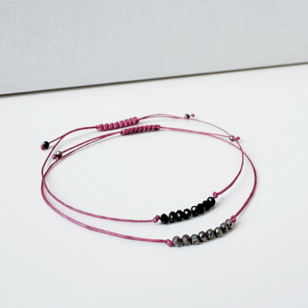 Bratara minimalista fina cu cristale - Turmalina neagra