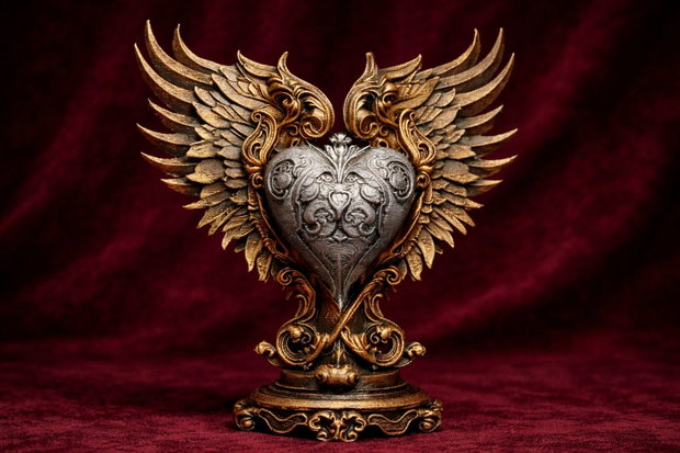 Statuetă Inimă cu Aripi 18cm - Cadou Romantic Iubit/Iubită