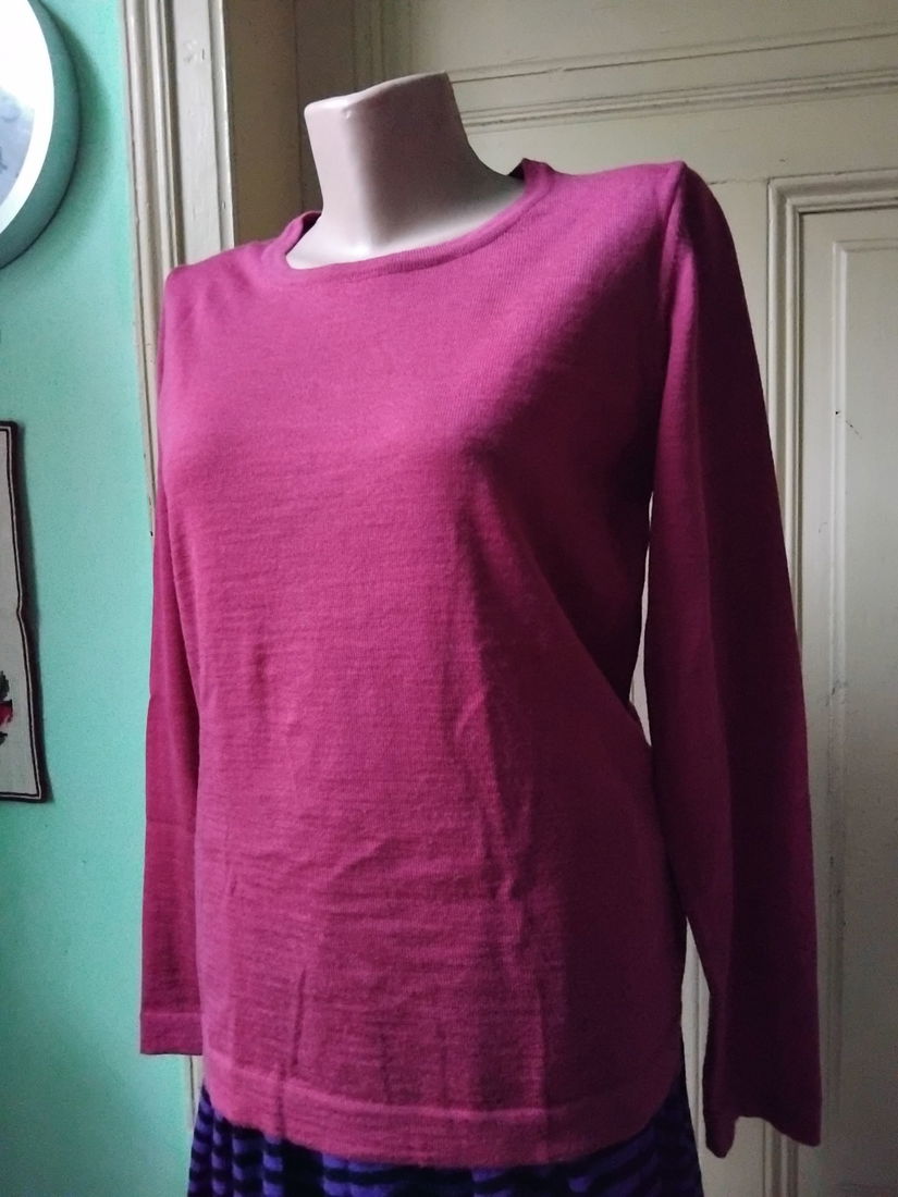 Bluza merino fin, ciclam