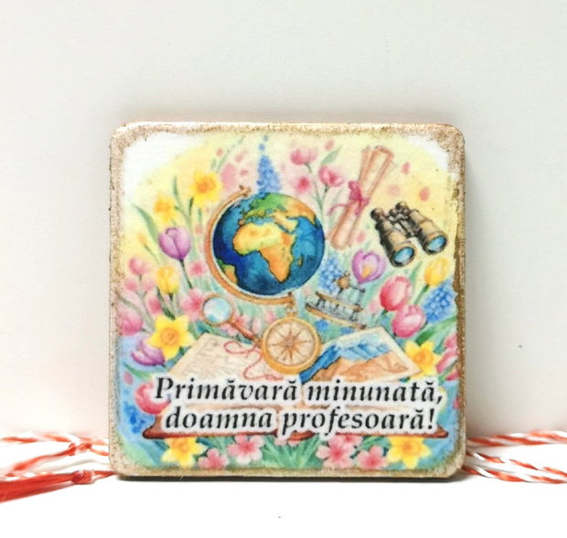 Martisor personalizat materii scolare: profesoara geografie
