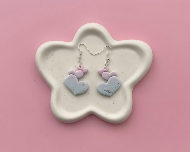Cercei din lut polimeric RAINBOW HEARTS #C0077
