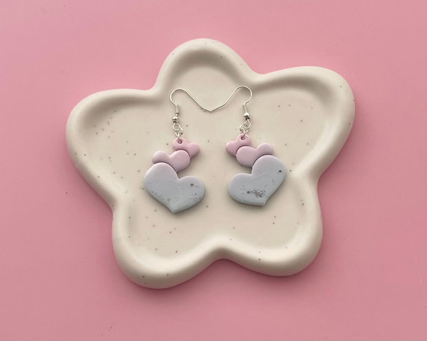 Cercei din lut polimeric RAINBOW HEARTS #C0077